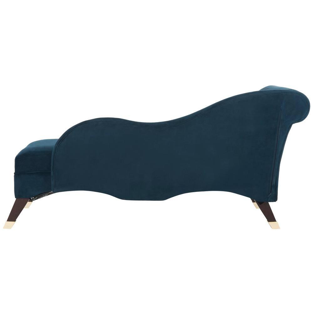 Caiden Vevlet Chaise with Pillow - Navy - Safavieh.