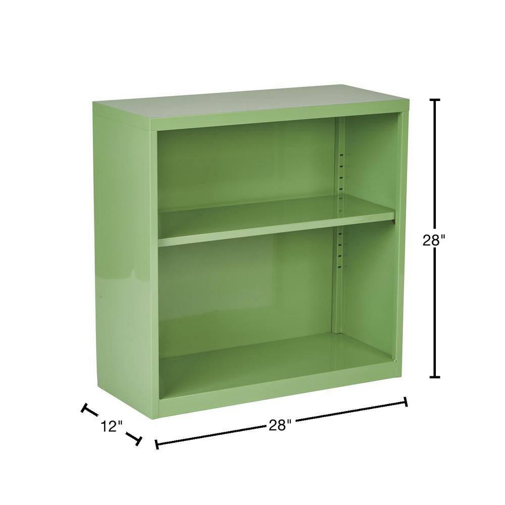 OSP Home Furnishings Metal Bookcase in Green Finish
