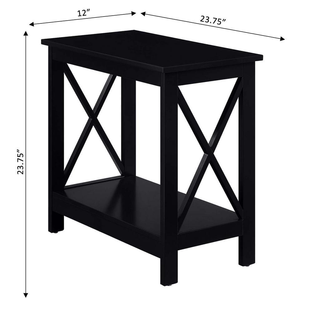 Oxford Chairside End Table with Shelf, Black