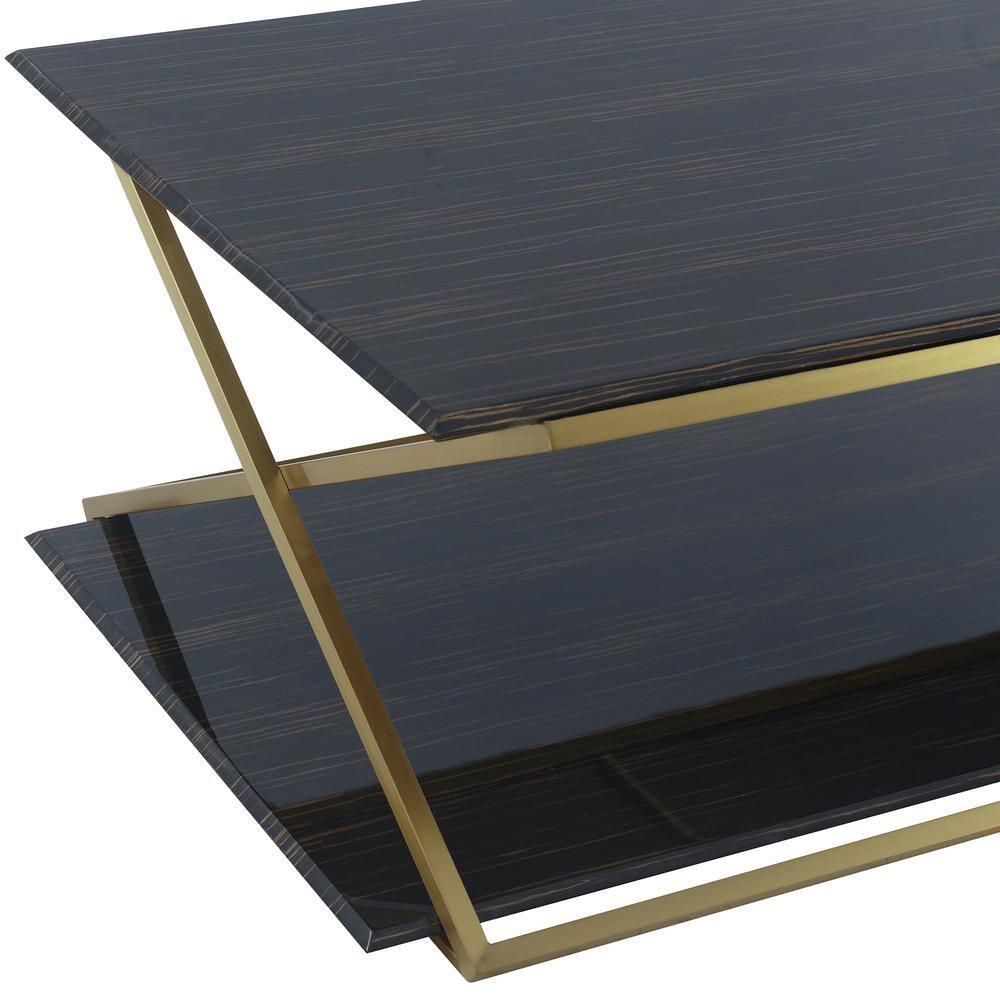 Armen Living Westlake Modern Wood & Metal Coffee Table in Dark Brown/Gold