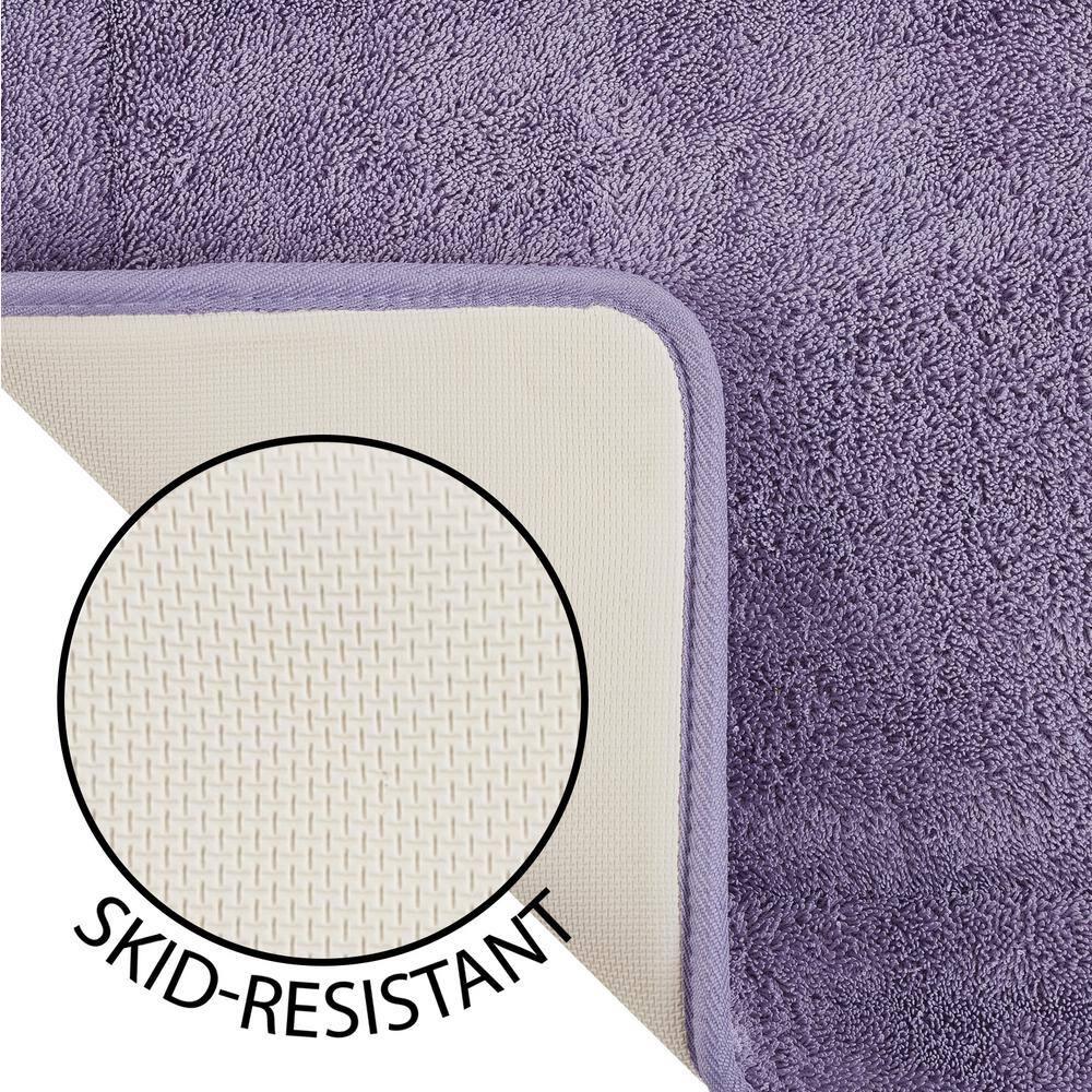 Wisteria Purple Terry Memory Foam Bath Mat Set