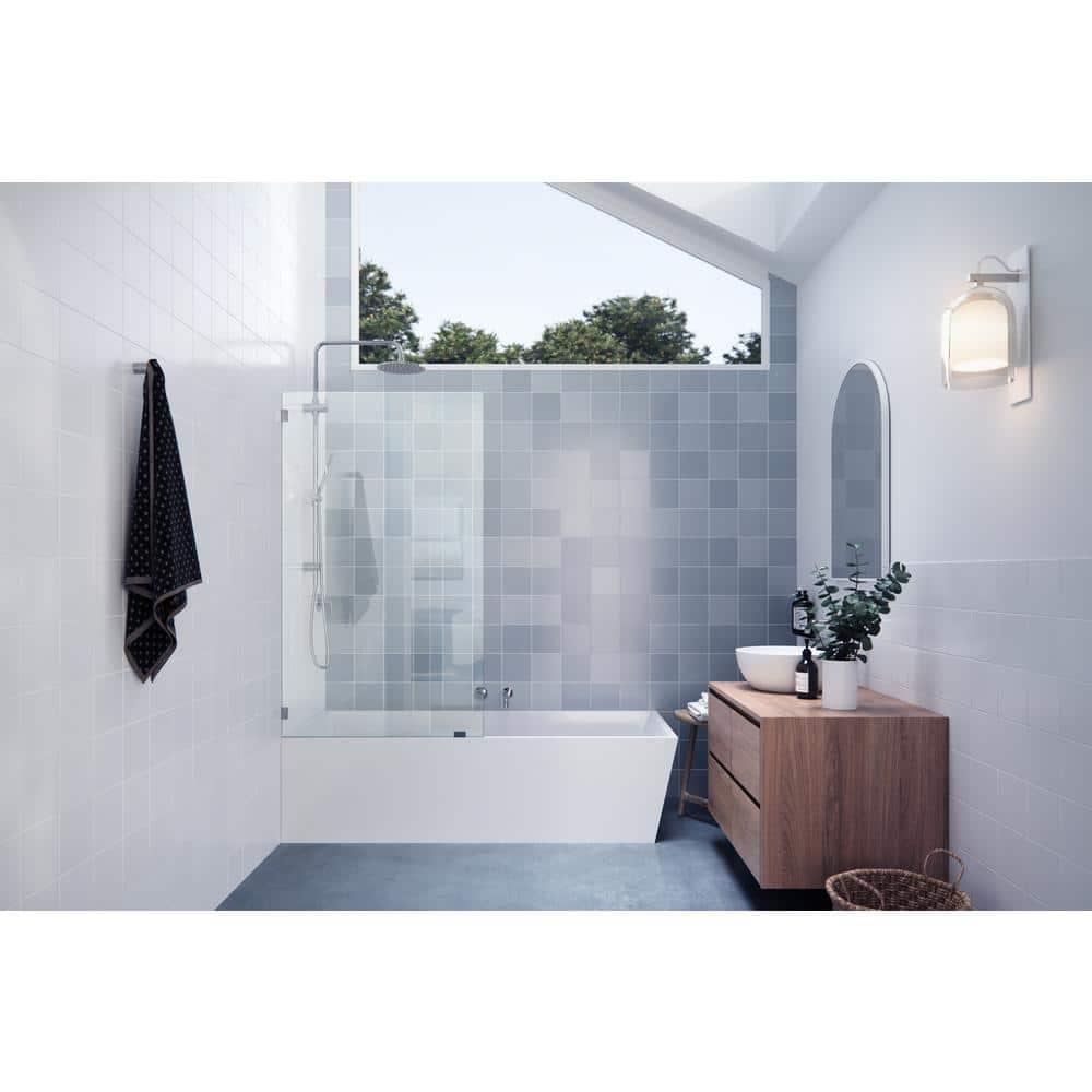 Vela 34 in. x 58.25 in. Frameless Single Fixed Bath Panel
