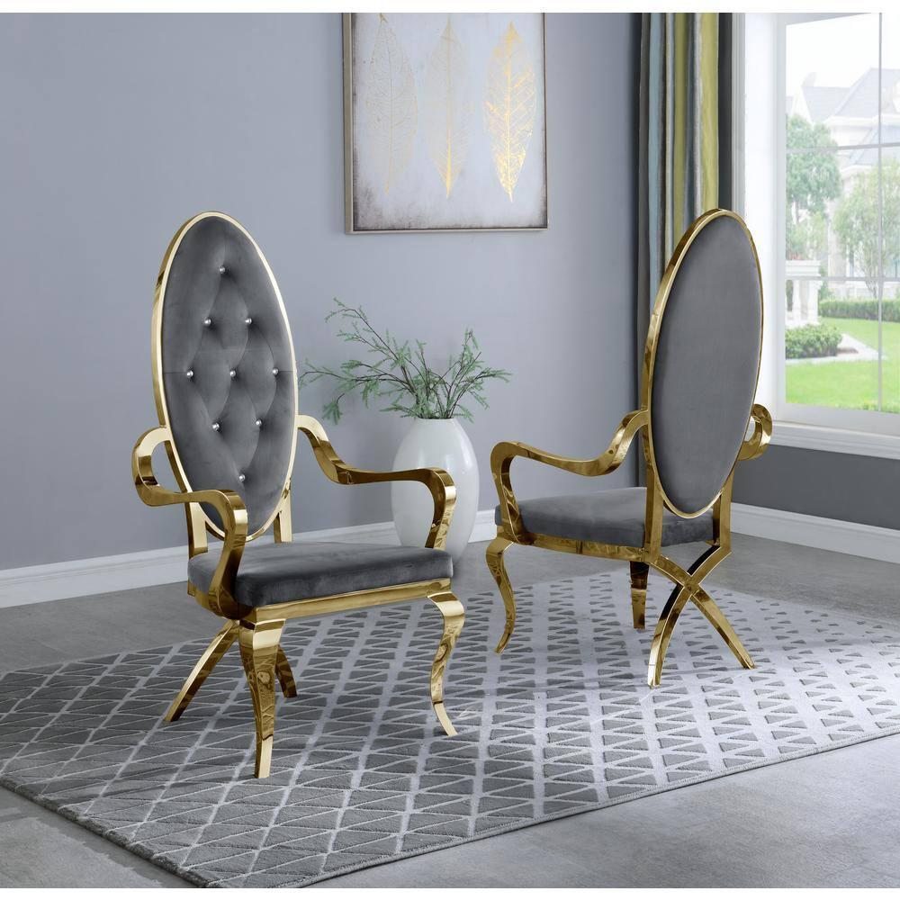 Tufted Velvet King Louis Back Arm Chair