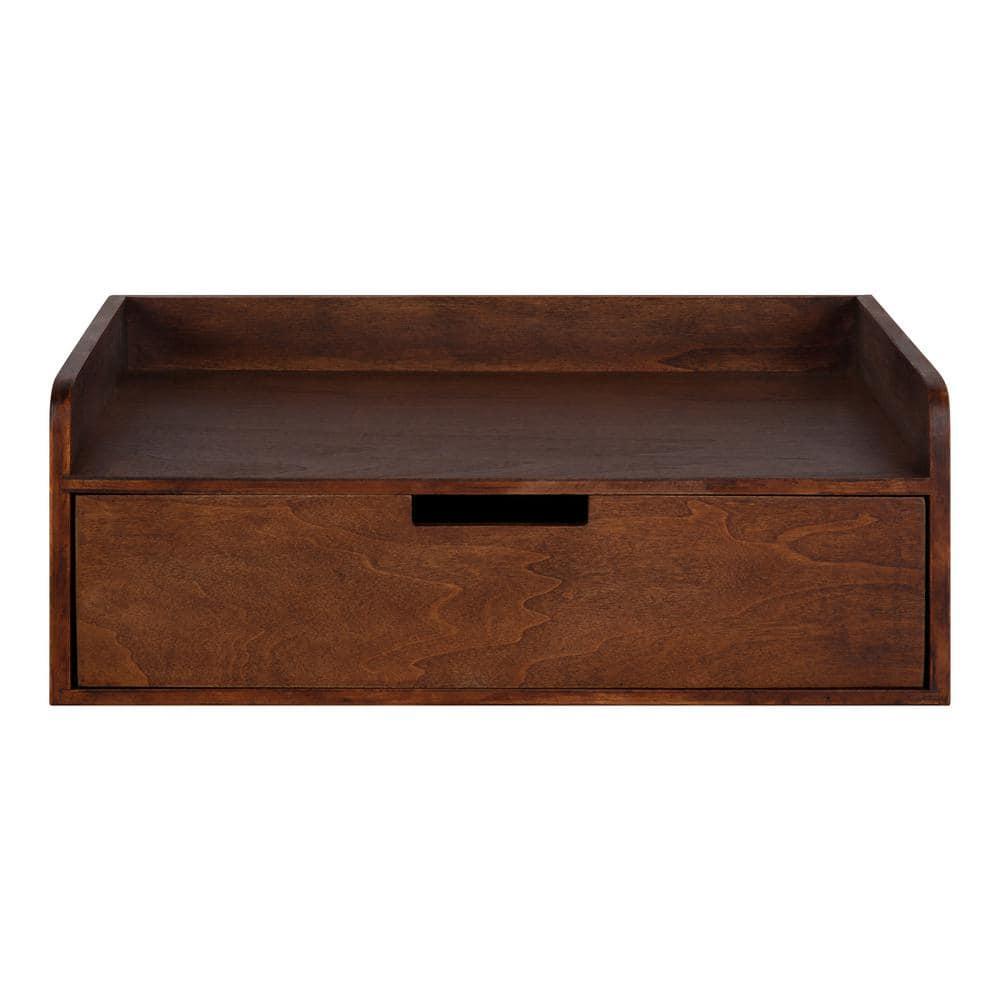 18" x 12" x 6.5" Kitt Floating Shelf Side Table Walnut Brown - Kate & Laurel All Things Decor