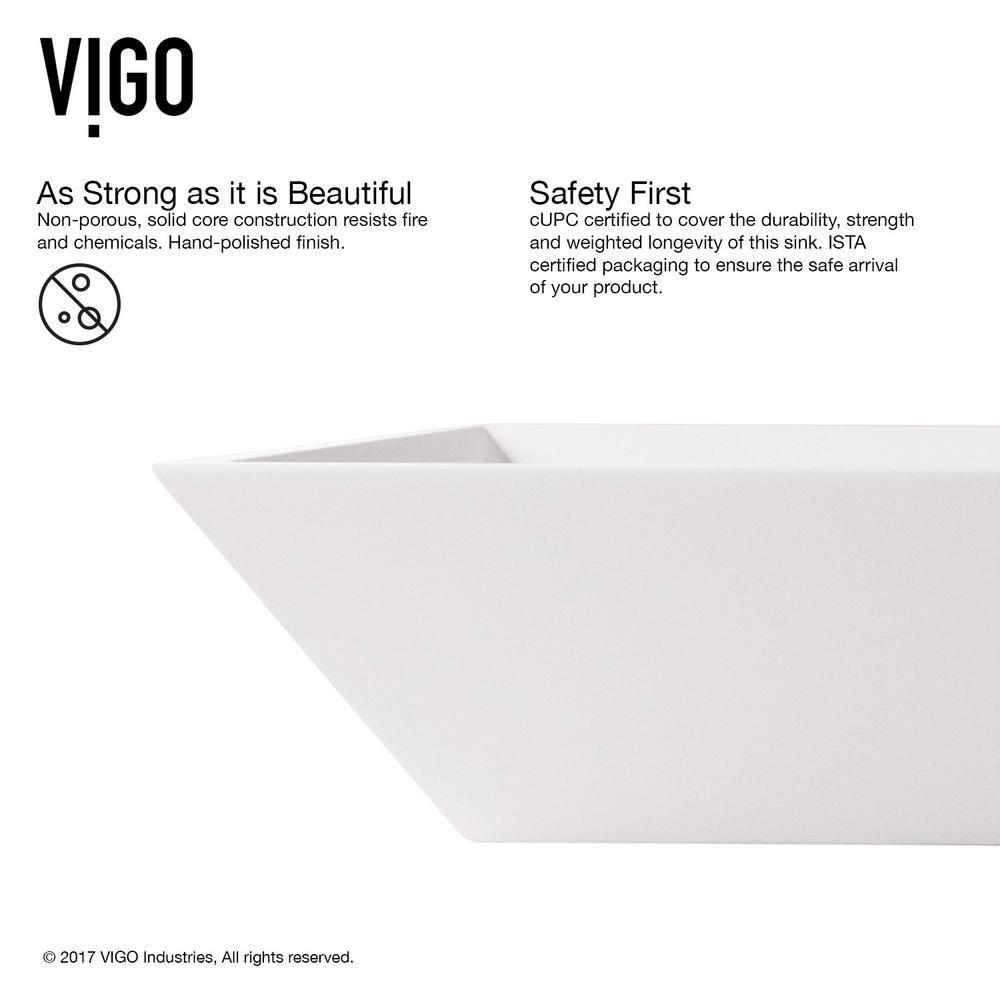 Vinca 18" L x 14" W x 5" H Matte White Handmade Rectangular Vessel Bathroom Sink