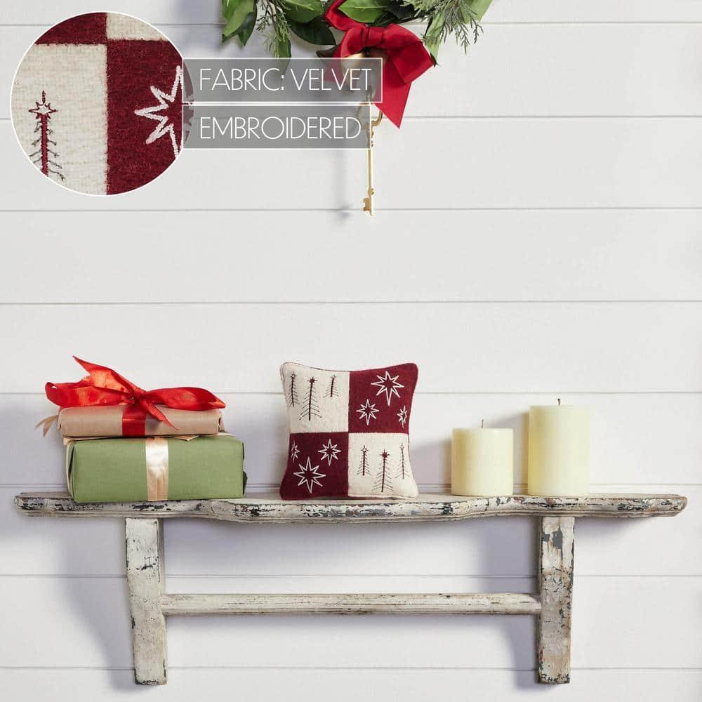 VHC Brands Embroidered 100% Felt Shell, Polyester Lining, Polyester Pillow Fill Reversible Throw Pillow