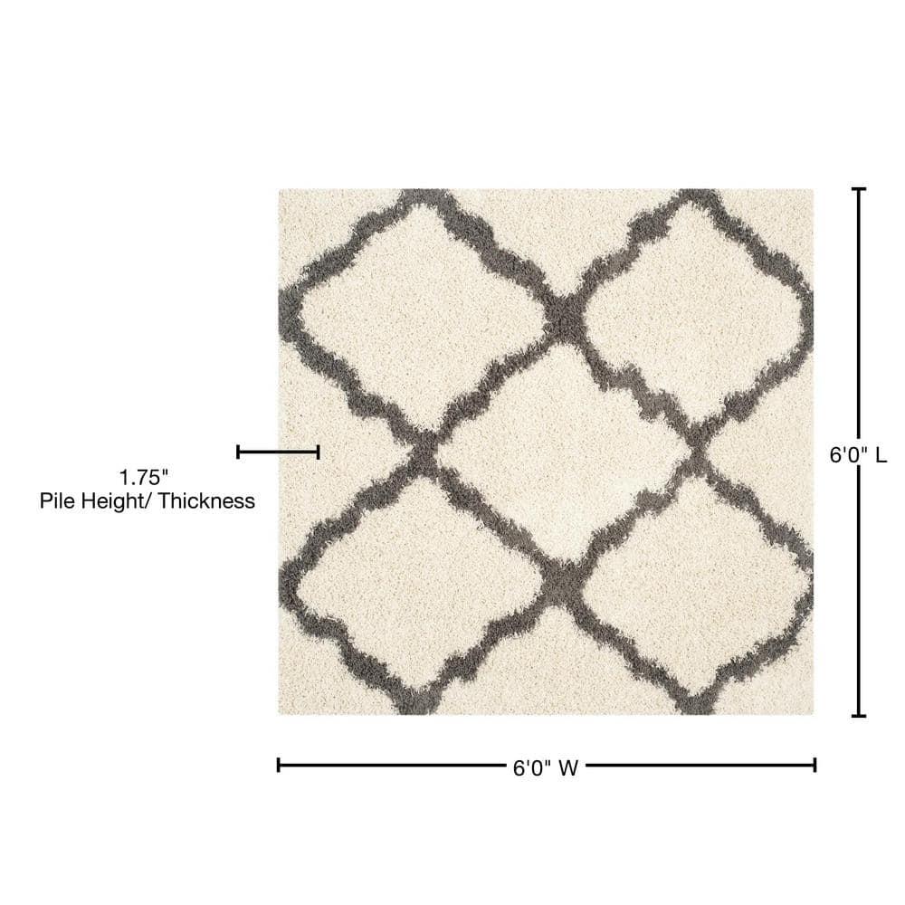 Dallas Shag SGD257 Power Loomed Indoor Area Rug - Ivory/Dark Grey - 6'x6' - Safavieh.