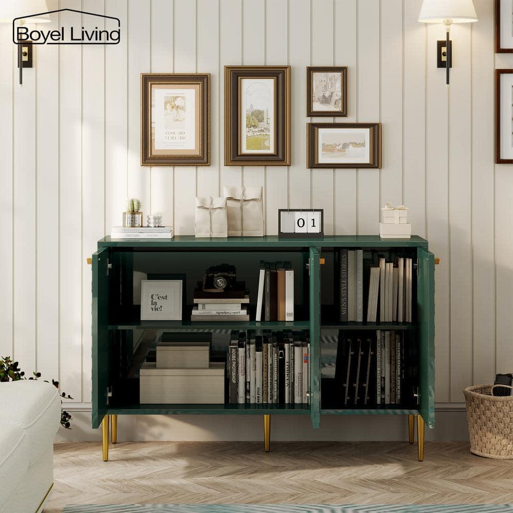 Boyel Living Sideboard Buffet Cabinet with 3 Doors, Modern Accent Storage Cabinet with Adjustable Shelves, Green Credenza Entryway Cabinet for Living Room