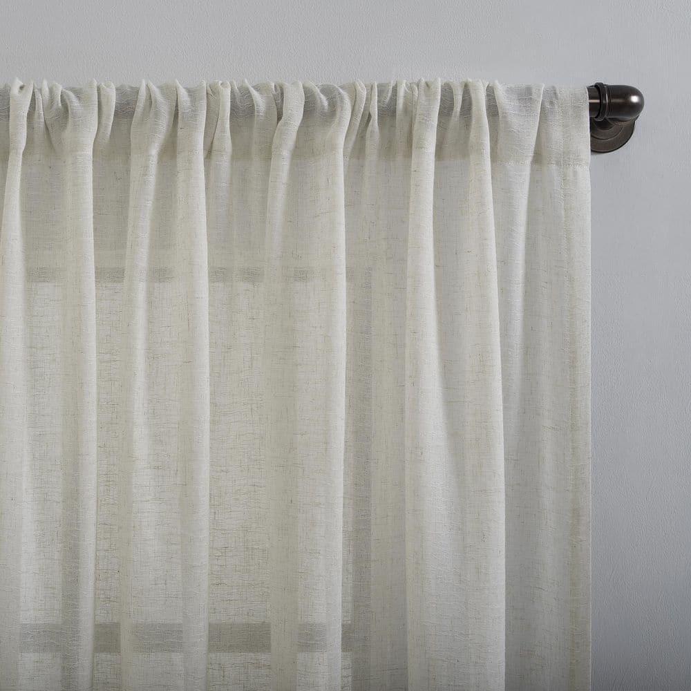 96"x52" Crushed Texture Anti-Dust Sheer Curtain Panel Off White - Clean Window: Modern Linen Rod Pocket