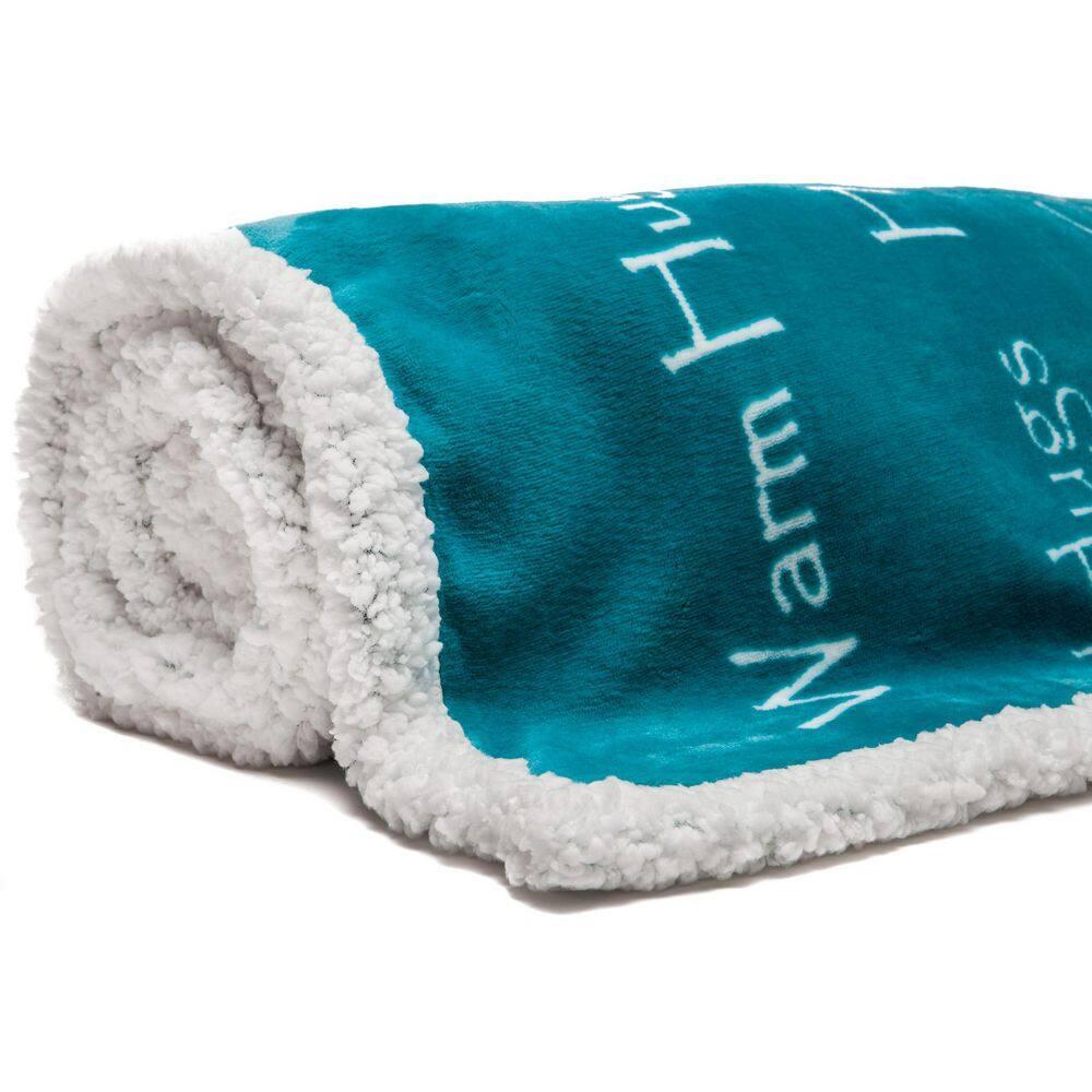Chanasya Sympathy Warm Hugs Support Gift Throw Blanket with Plush Faux Shearling Side - (Twin) Teal