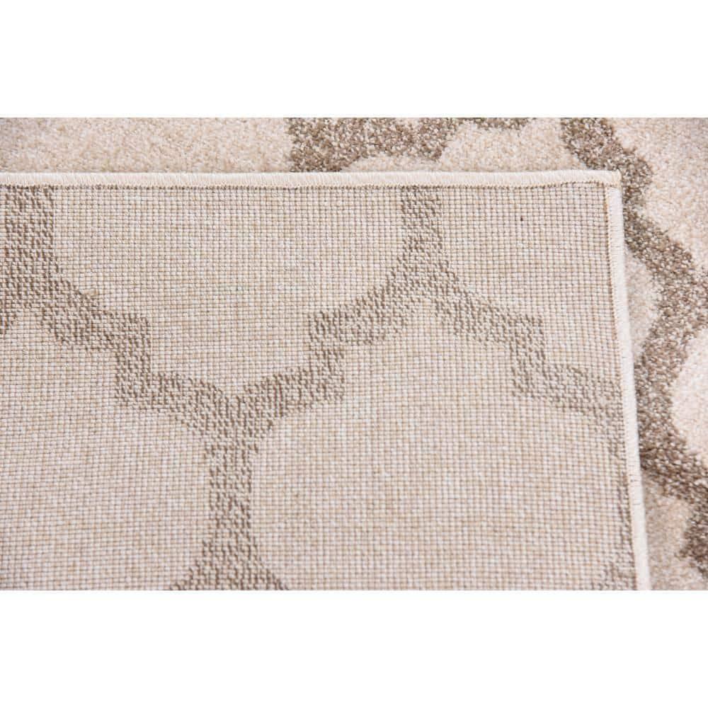 Unique Loom 4' 1 x 6' 1 Trellis Philadelphia Beige and Light Brown Area Rug