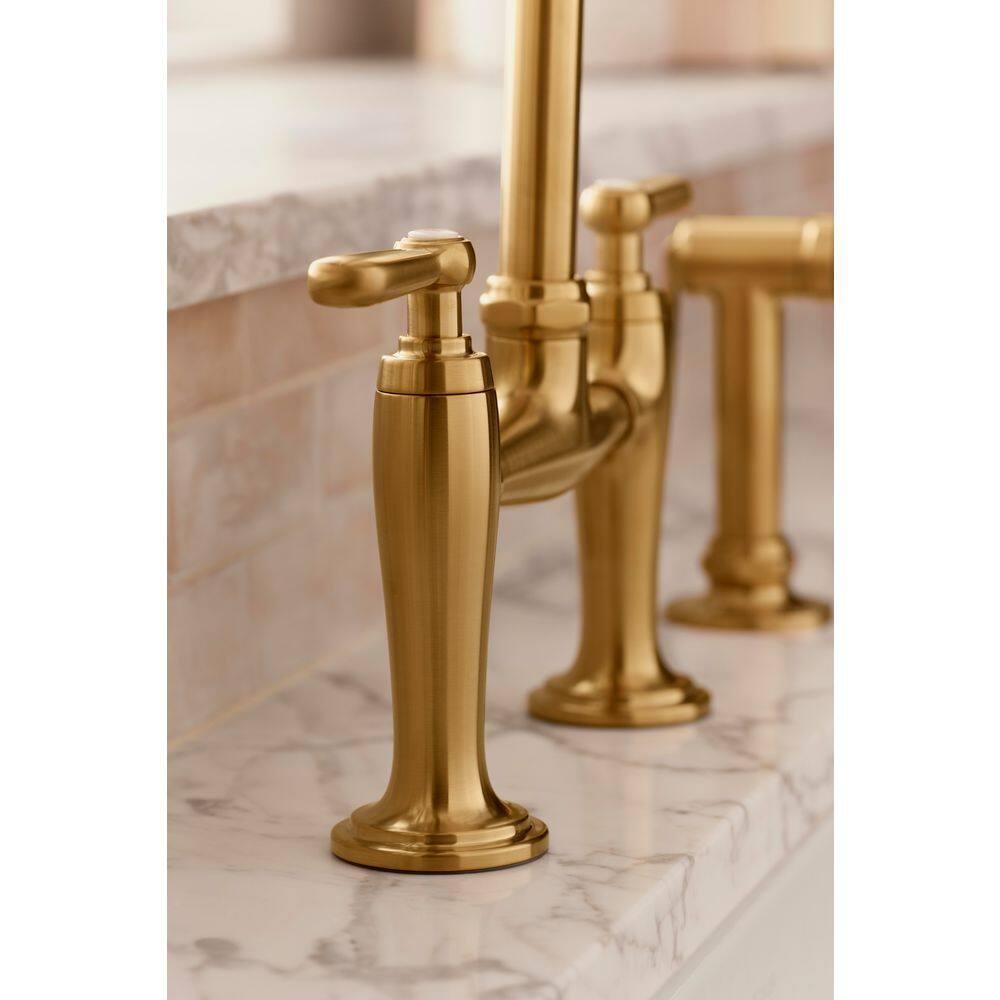 Edalyn by Studio McGee Two-Hole Bridge Kitchen Sink Faucet with Side Sprayer
