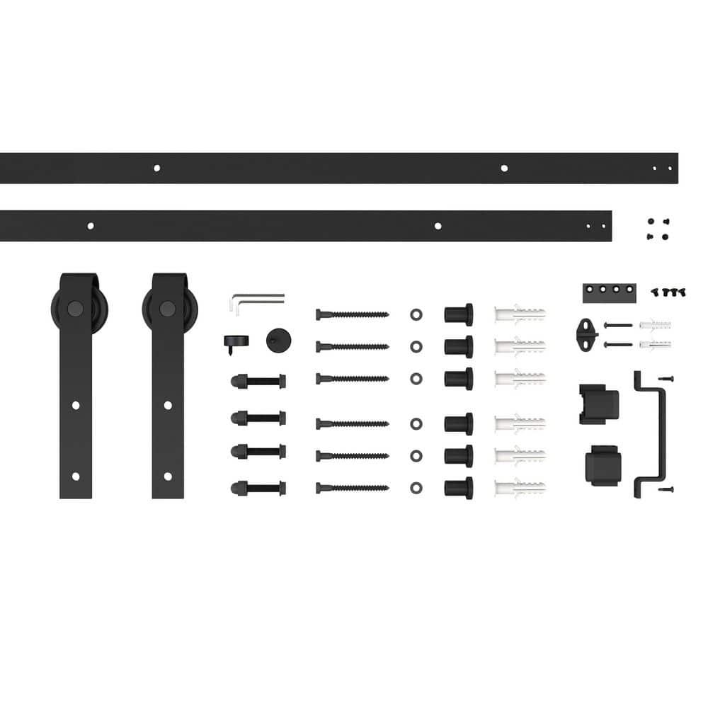 Calhome 5 Lite Tempered Frosted Glass Finished Composite Interior Sliding Barn Door with Hardware Kit