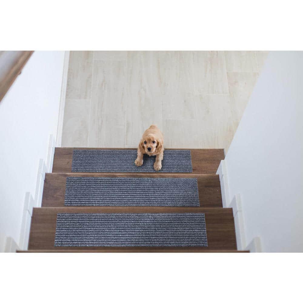 Ottomanson Non-Slip Rubberback Ribbed Design Indoor/Outdoor Stair Treads (Set of 7)