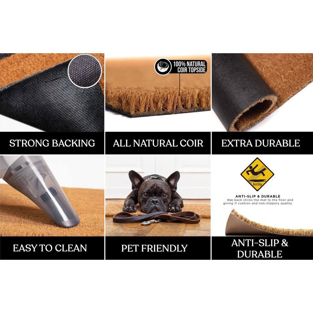 A1HC Welcome Entrance Door Mats, Durable Large Outdoor Rug, Non-Slip, Flock Doormat, Thin-Profile Heavy Duty Door Mat, Indoor Outdoor Front Door, High Traffic Areas, 24" X 39"