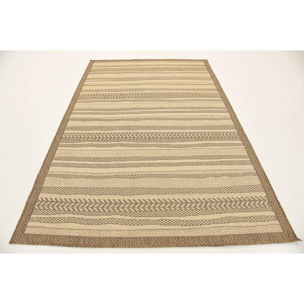 Unique Loom Lines Outdoor 5 x 8 (ft) Loomed Polypropylene Brown/Beige Rectangular Indoor/Outdoor Geometric French Country Area rug