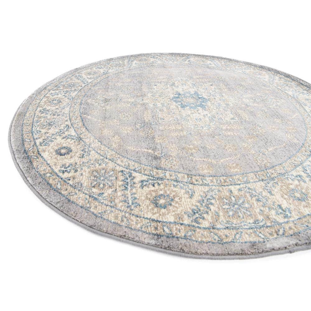 Unique Loom 5' 1 x 5' 1 Round Gray Salzburg Altstadt Area Rug