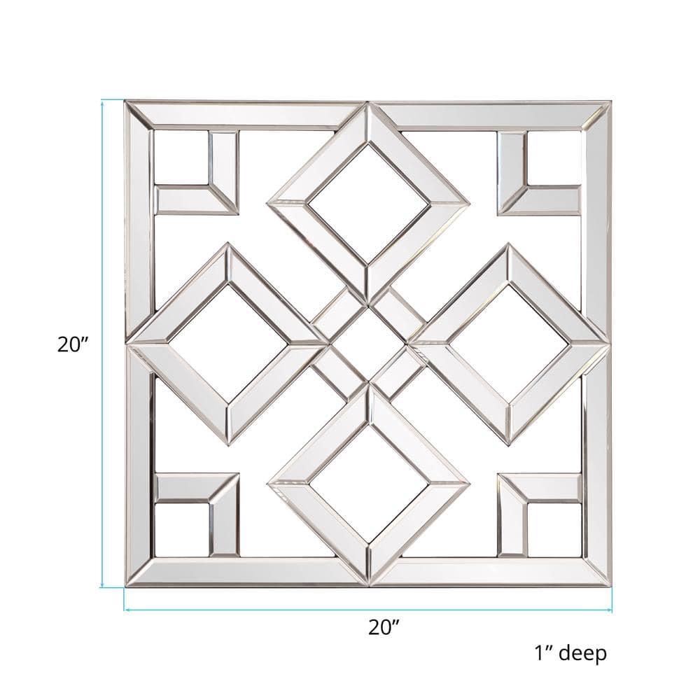 Howard Elliott 20"x20" Moira Decorative Accent Lattice Square Wall Mirror: Modern Style, Wood Frame, No Assembly Required