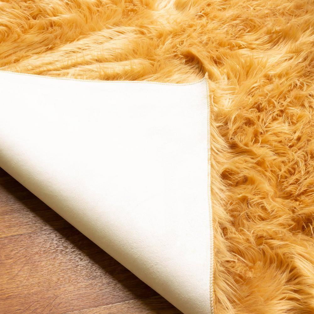 Ultra Soft Faux Sheepskin Fur Shag Rug Light Brown 4' x 6' Sheepskin