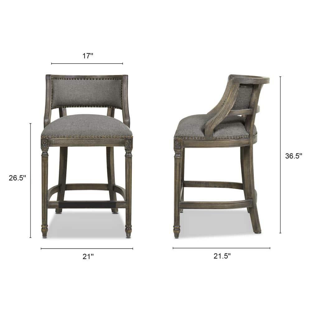 Jennifer Taylor Home Paris 26.5" Counter Bar Stool Dark Heathered Grey Linen