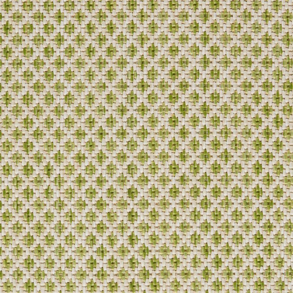 Nourison 4' x 4' Courtyard Modern Easy Care Flatweave Indoor Outdoor Square Rug Ivory Green