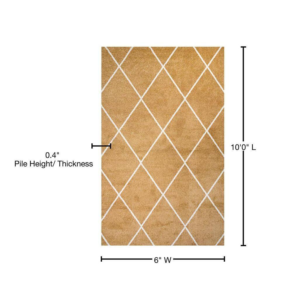 8'x10'  Cole Minimalist Diamond Trellis Area Rug, Gold/White - JONATHAN Y