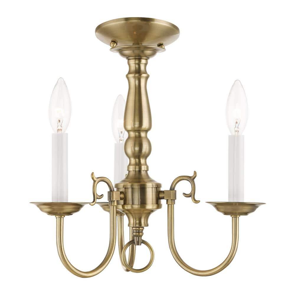 Livex Lighting Williamsburgh 3 - Light Chandelier in  Antique Brass