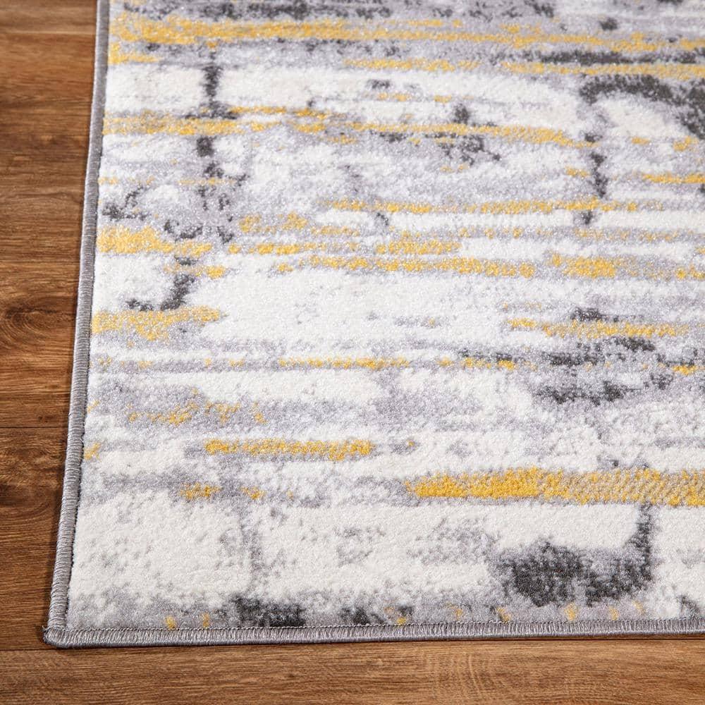 World Rug Gallery Vintage Abstract Modern Area Rug - Yellow 7'10" x 10'