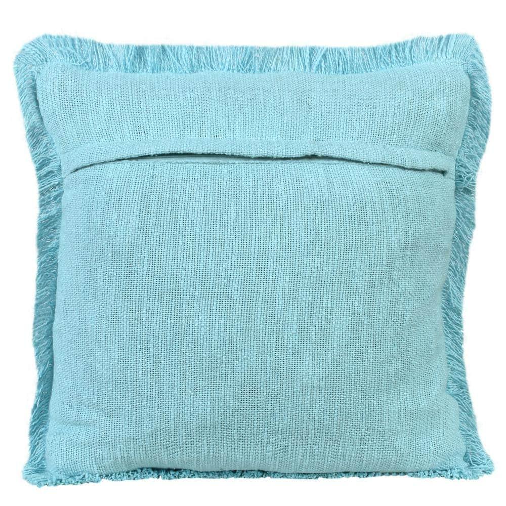 Rajani Home Contemporary Solid Stonewashed Fringed Cotton Throw Pillow Set