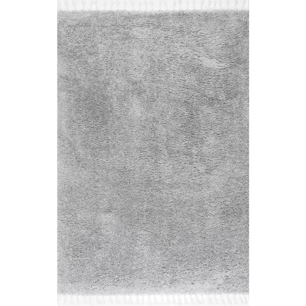Nuloom Neva Solid 3x5 Accent Shag Indoor Area Rug for Living Room Bedroom Dining Room Nursery Entryway, Grey/Ivory
