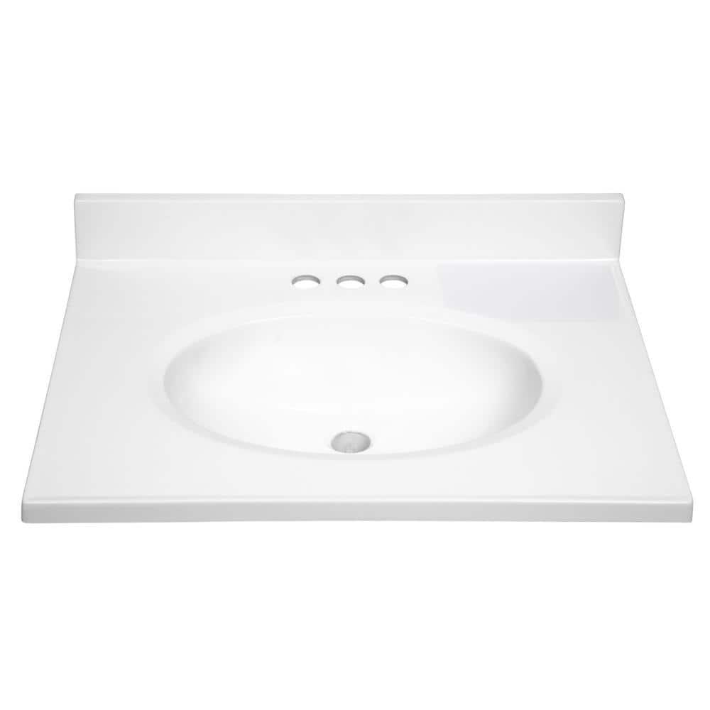 25" White Single Bathroom Vanity Sink Top