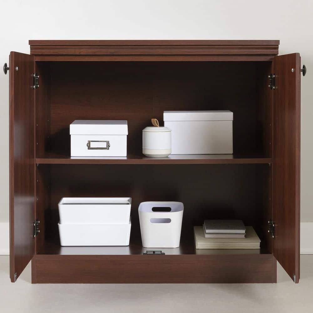 2 Door Morgan Storage Cabinet Royal Cherry - South Shore: Laminated Particleboard, Adjustable Shelves