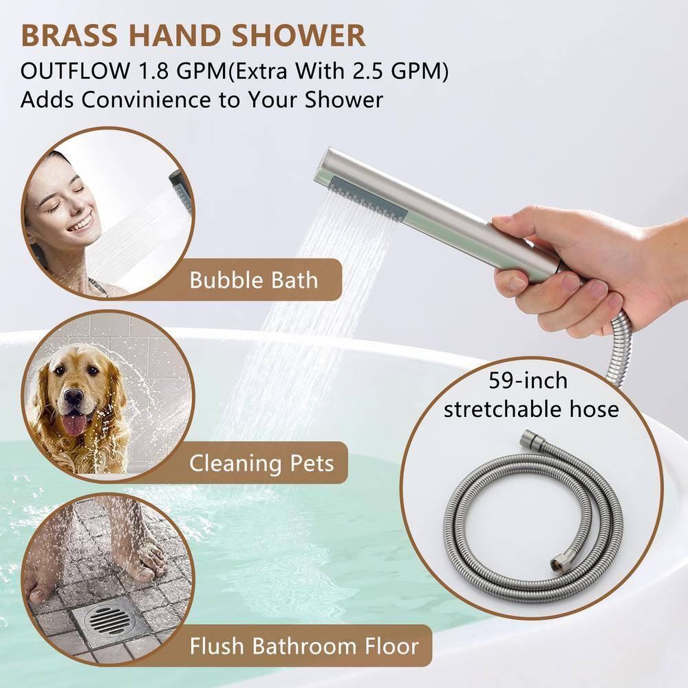 CASAINC KCLT0054-BN Single Handle Freestanding Bathtub Faucet with Diverter and Handshower