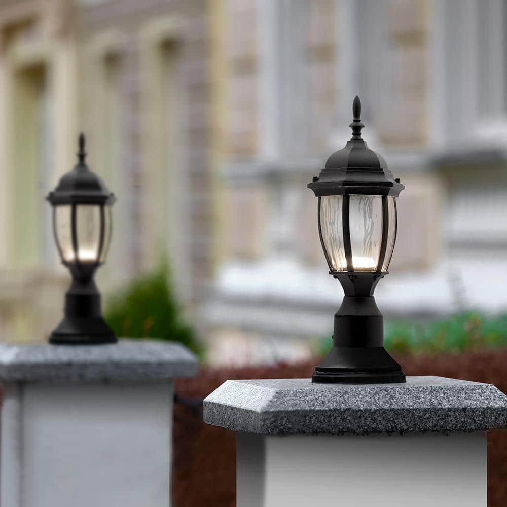 Maxxima LED Outdoor Post Light Pole Lantern with Water Glass, 900 Lumens, 3000K Warm White