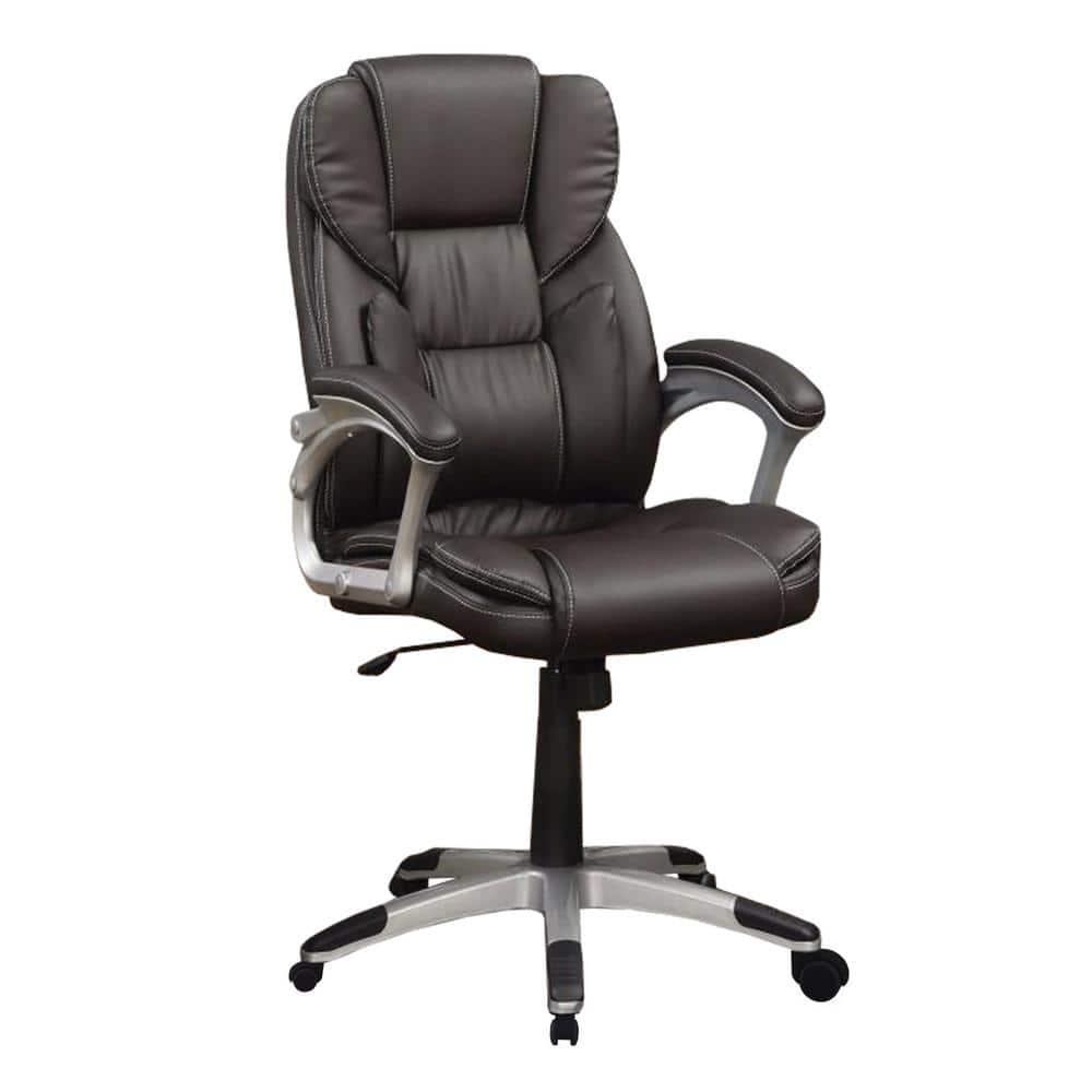 Benjara Executive High Back Leather Chair, Dark Brown-Color:Dark Brown