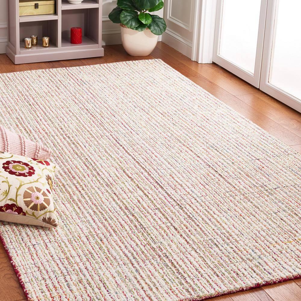 Abstract ABT481 Handmade Indoor Area Rug - Red/Green - 8'x10' - Safavieh