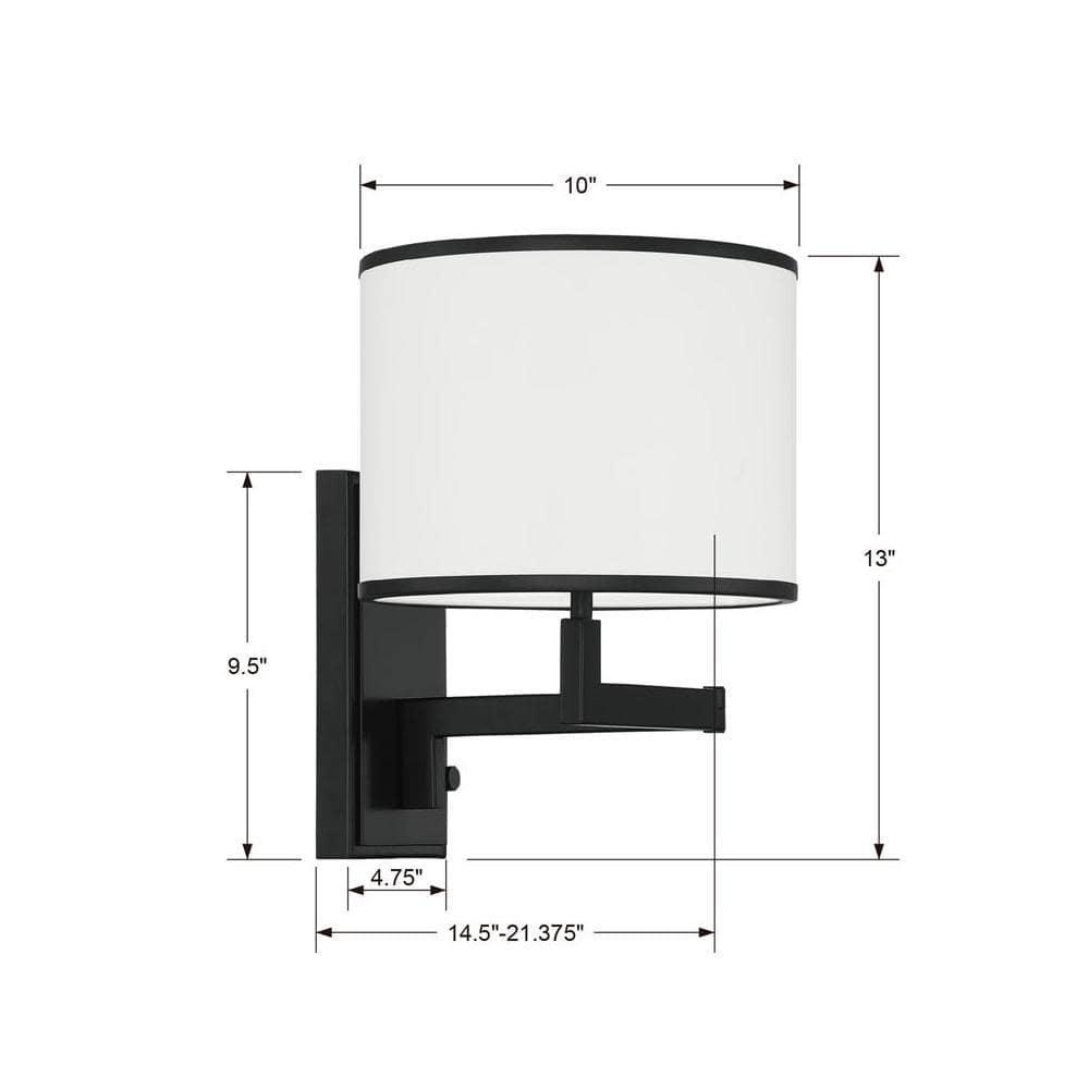 Crystorama Lighting Madison 1 - Light Swing Arm Lamp in  Matte Black