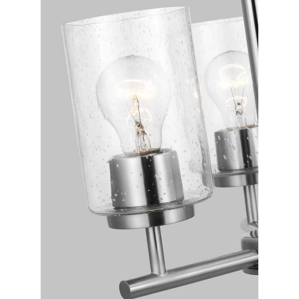 Generation Lighting 31170-962 Oslo - 3 Light Chandelier in Contemporary Style-16.5 Inches Tall and 15 Inches Wide, Brushed Nickel Finish with Clear Seeded Glass
