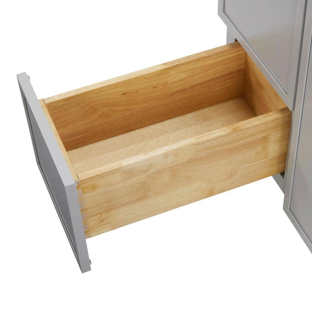 36" W Birch Plywood Freestanding Single Base 2 Drawers Storage Cabinet with Soft Close Door