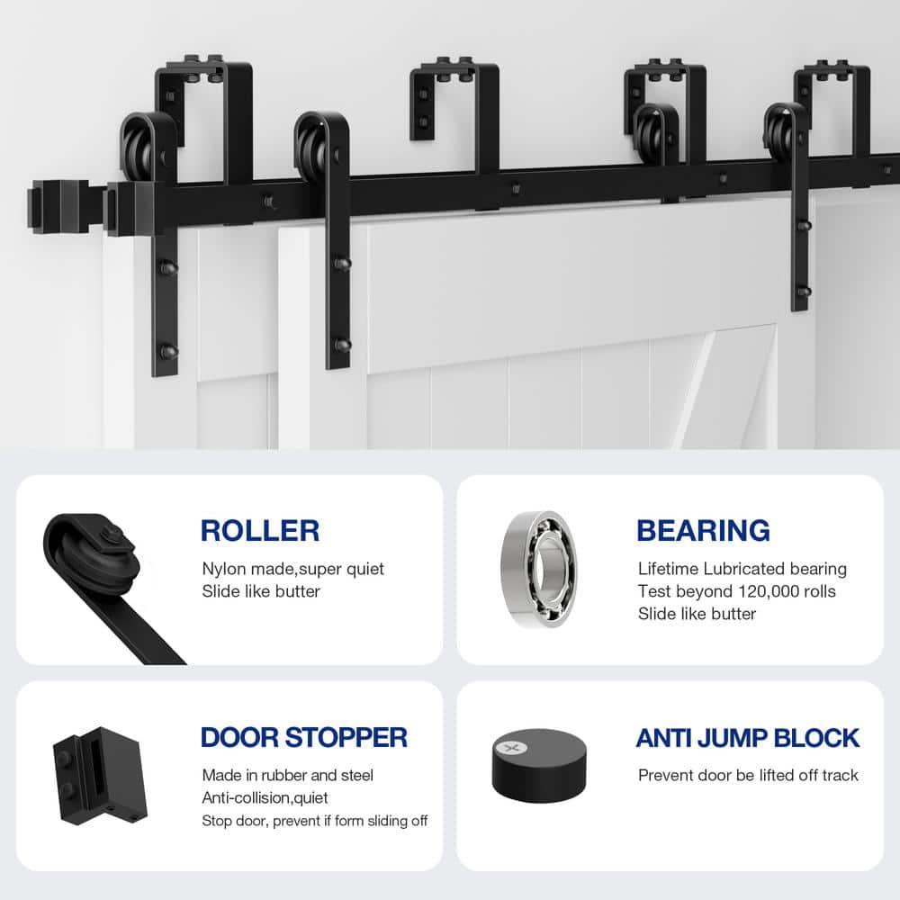 Lazio LAZ Sliding Double Bypass Double Door Barn Door Hardware Kit