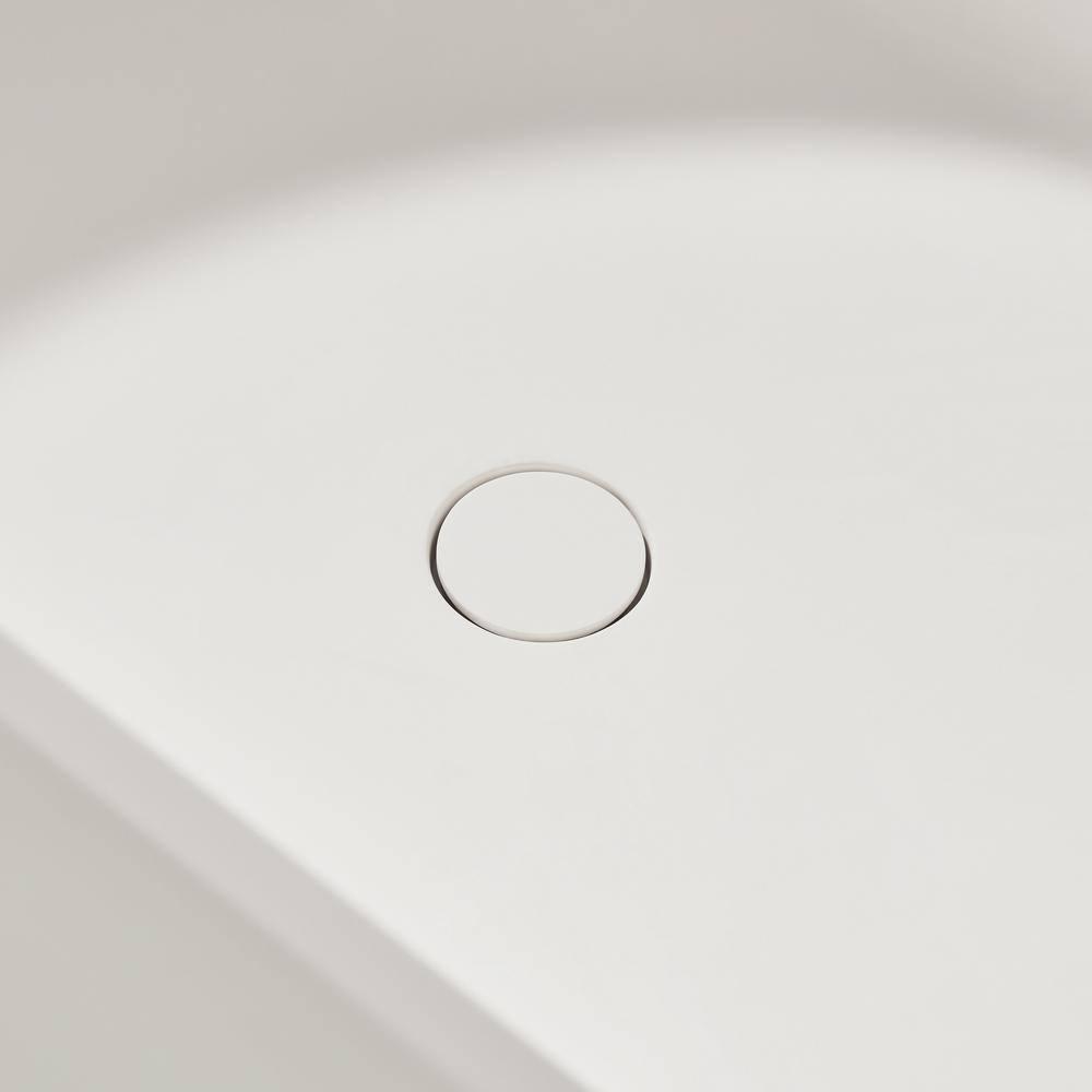 59" x 29.5" Freestanding Soaking Stone Resin Bathtub with Pure White Overflow and Pop Up Drain