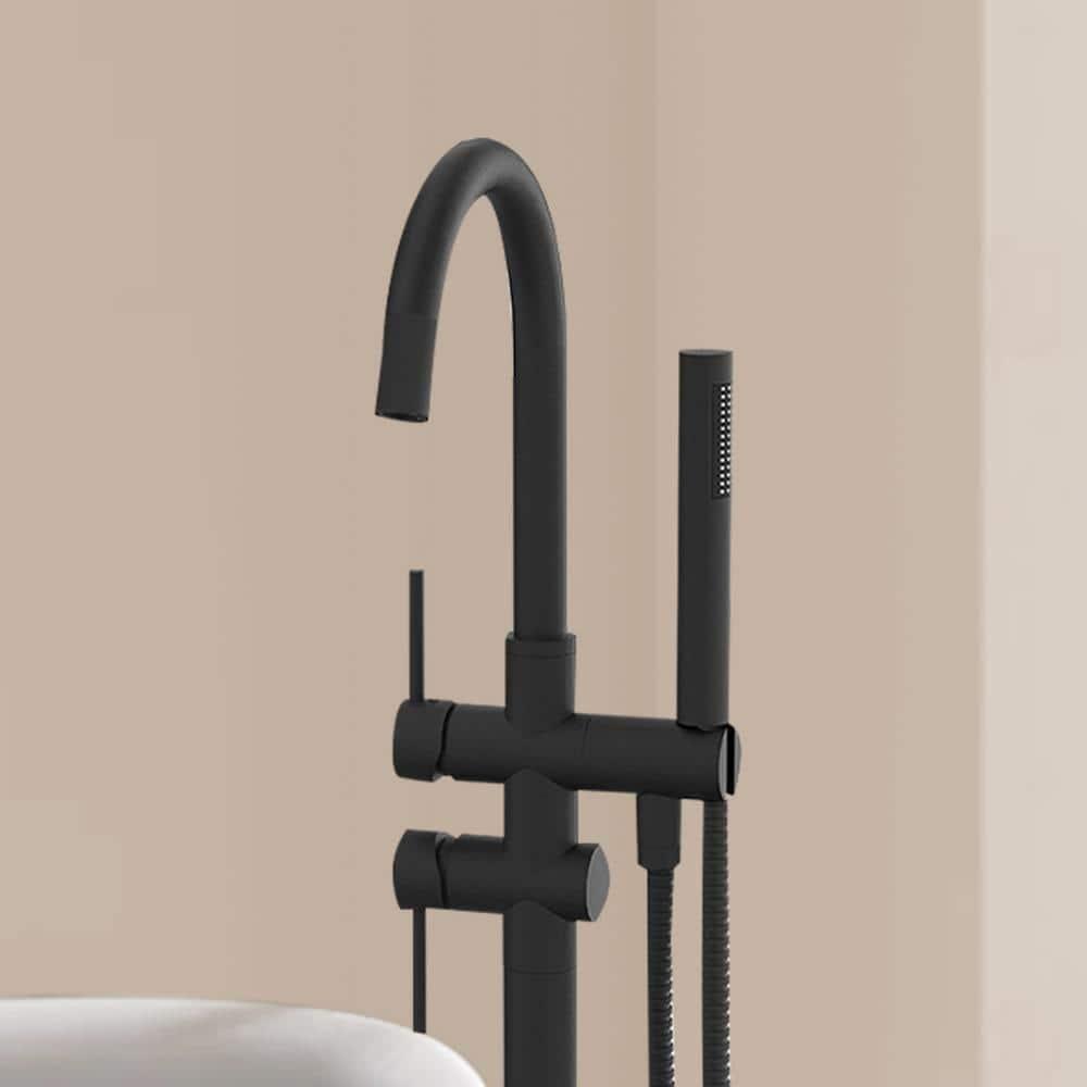 PENGFANG WORLDWIDE LLC Double Handle Floor Mounted Tub Filler With Handshower P017MBTF