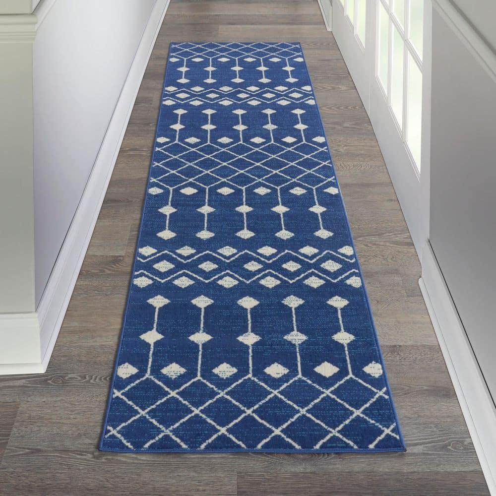 Nourison Grafix GRF37 Indoor Area Rug Navy 2'3" x 12'