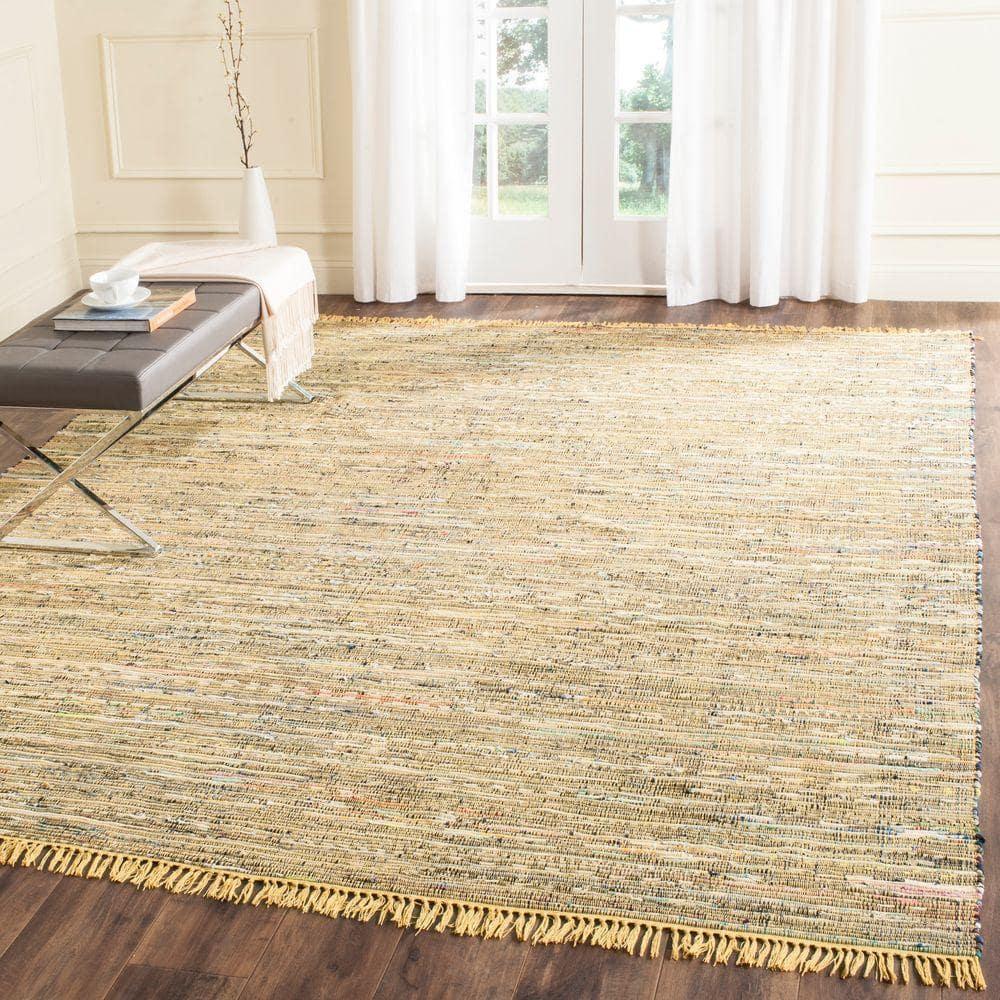 Rag Rug RAR121 Hand Woven Indoor Area Rug - 5'x8' - Yellow/Multi - Safavieh