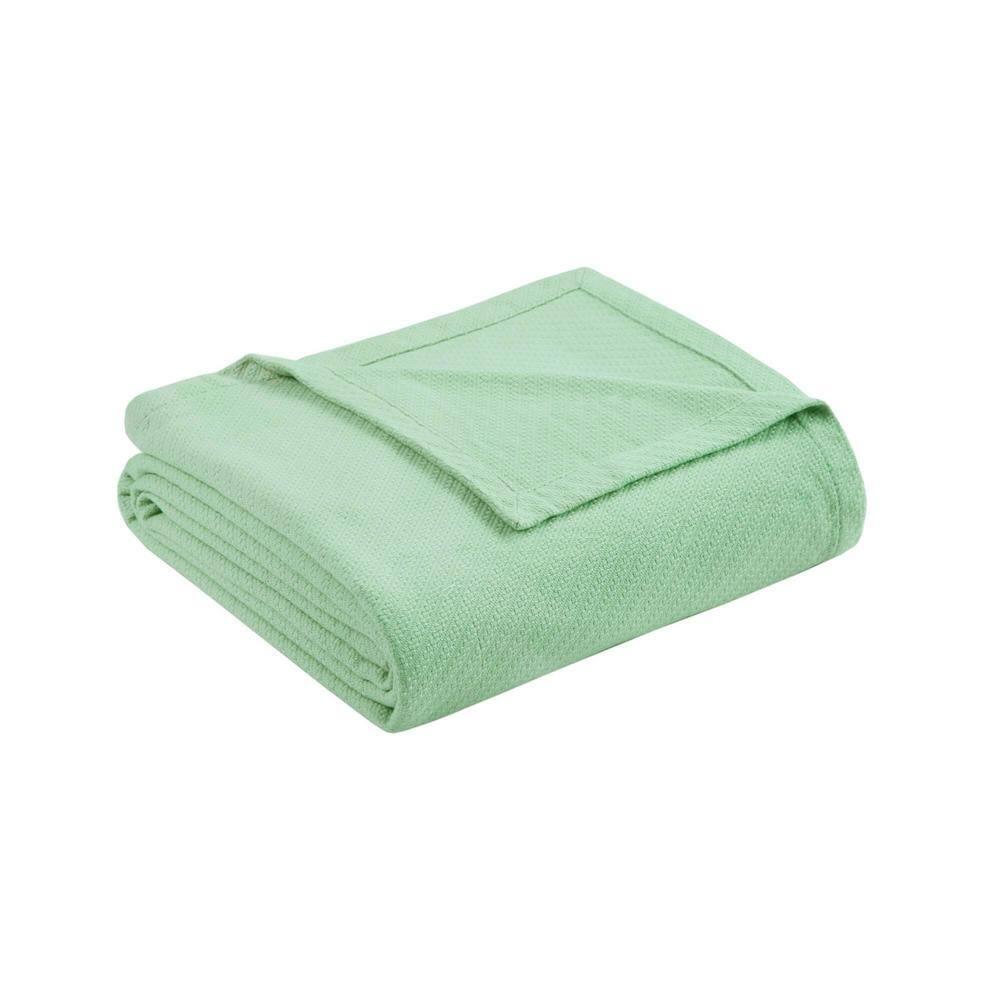 Madison Park Bed Blanket Liquid Cotton Full/Queen Seafoam: Machine Washable, No Fill Lightweight