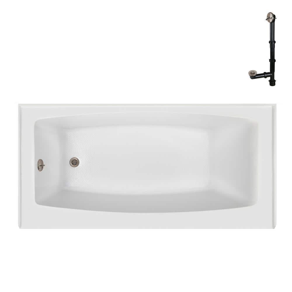 Streamline 60 in. x 30 in. Acrylic Left-Hand Drain Alcove Bathtub in Glossy White With External Drain