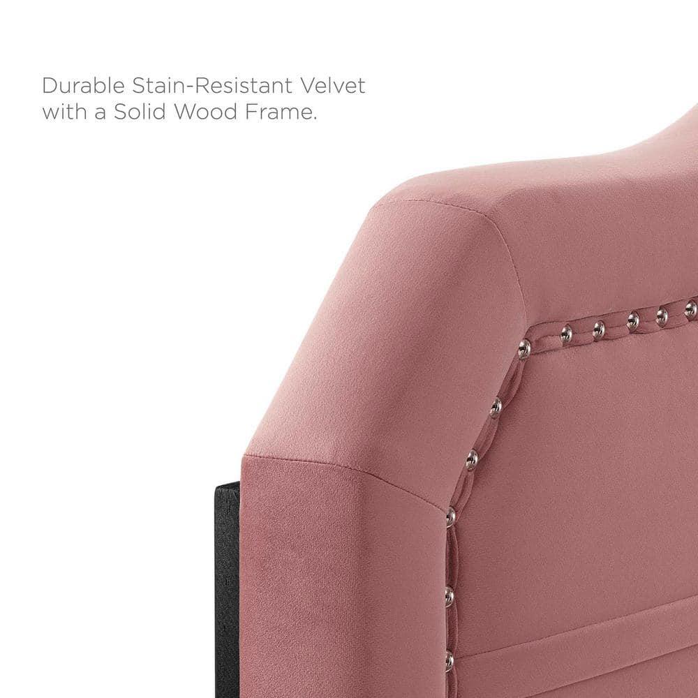 Modway Kristin Pleated Velvet King/California King Headboard in Dusty Rose
