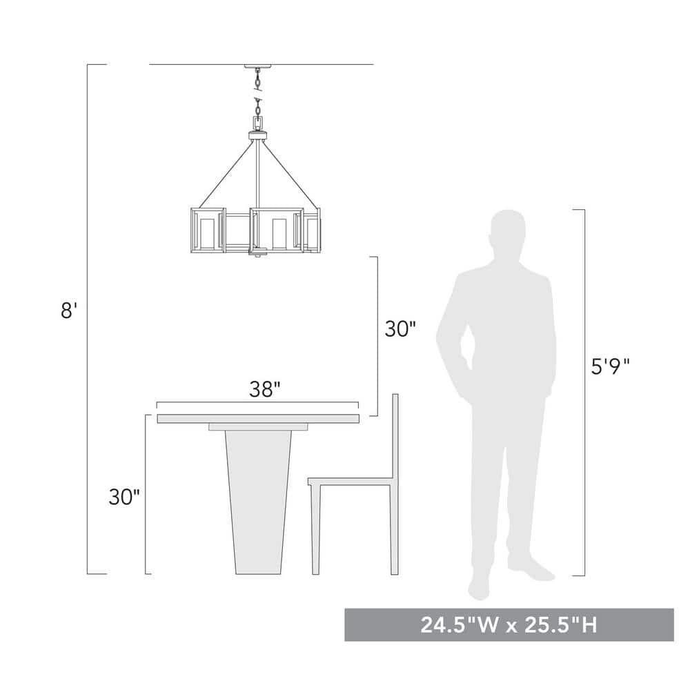 Golden Lighting Marco 5-Light Chandelier in Pewter with Clear Glass