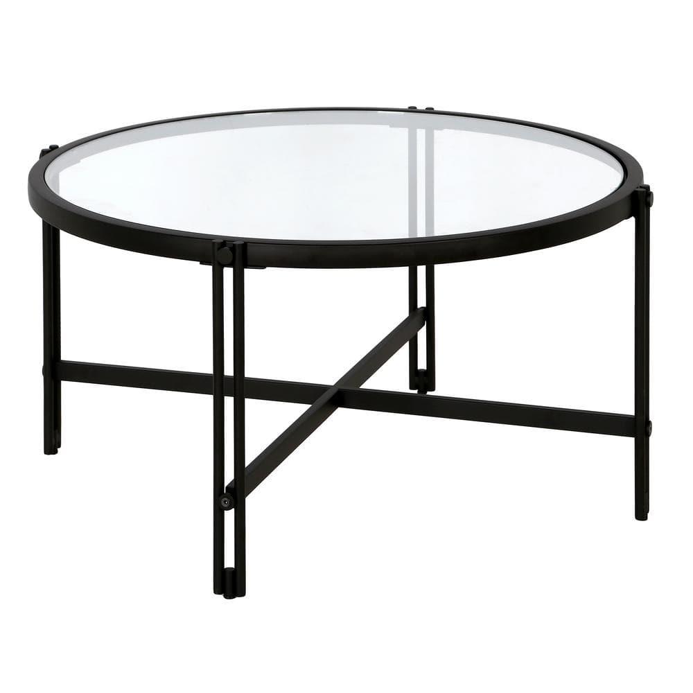 Evelyn&Zoe,ez 32" Wide Round Coffee Table, Blackened Bronze