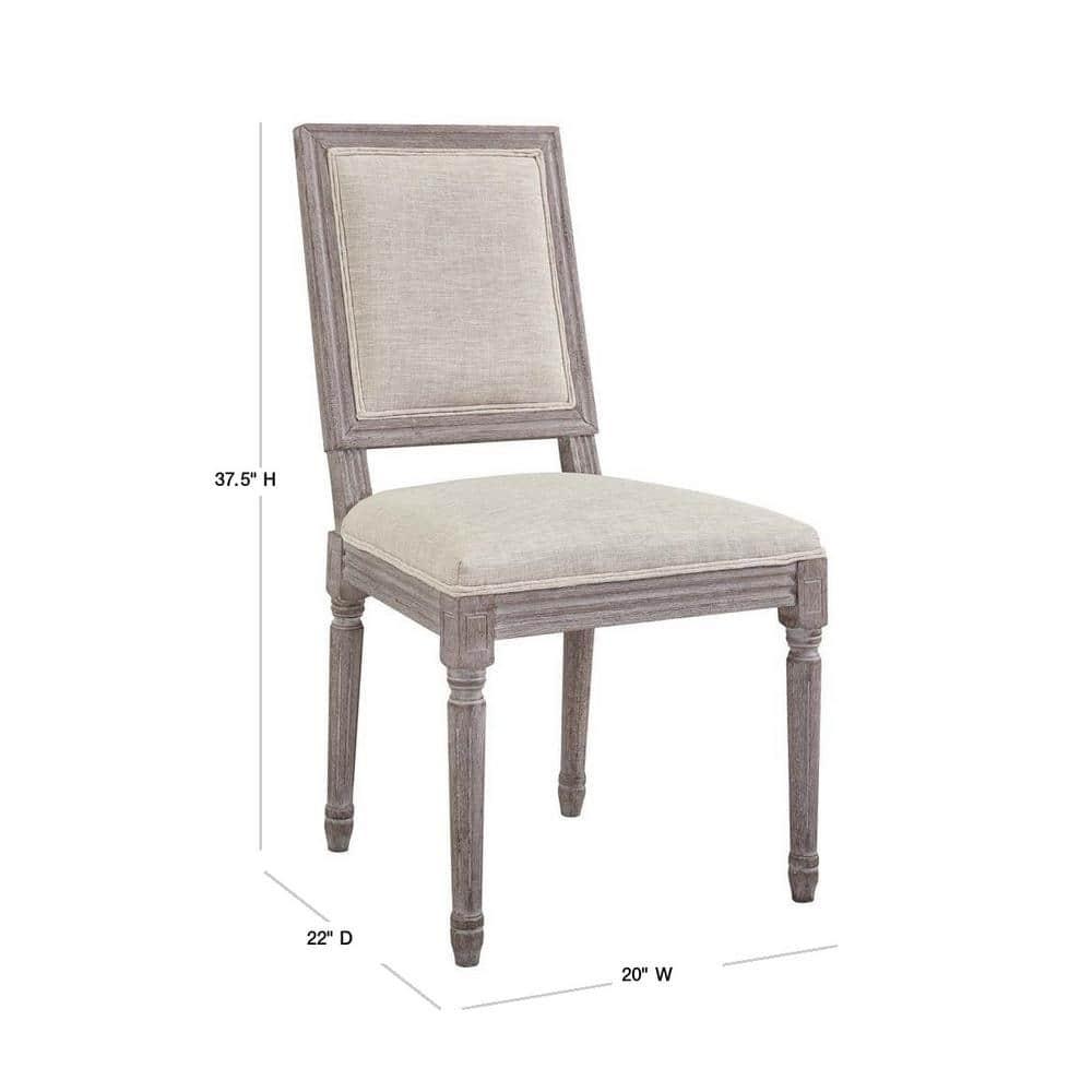 Court Vintage French Upholstered Fabric Dining Side Chair Beige - Modway